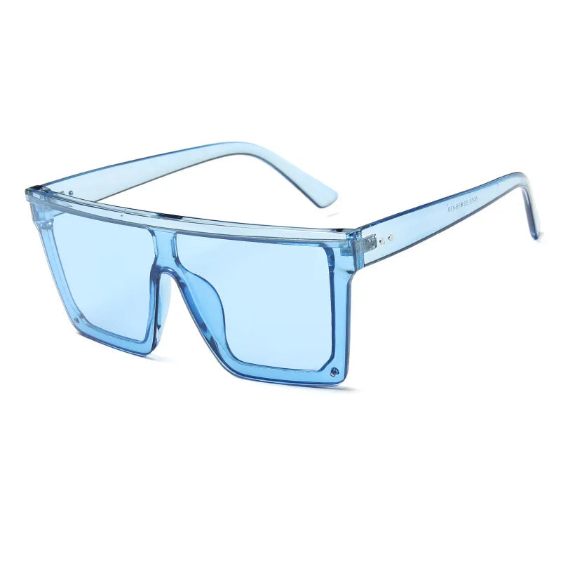 Flat Top Classic Square Sunglasses For Women Designer Colored Mirror Coating Shades UV400