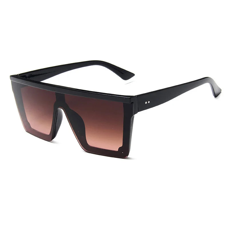 Flat Top Classic Square Sunglasses For Women Designer Colored Mirror Coating Shades UV400