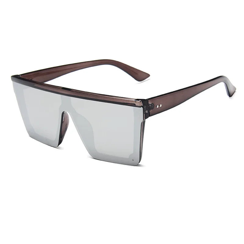 Flat Top Classic Square Sunglasses For Women Designer Colored Mirror Coating Shades UV400