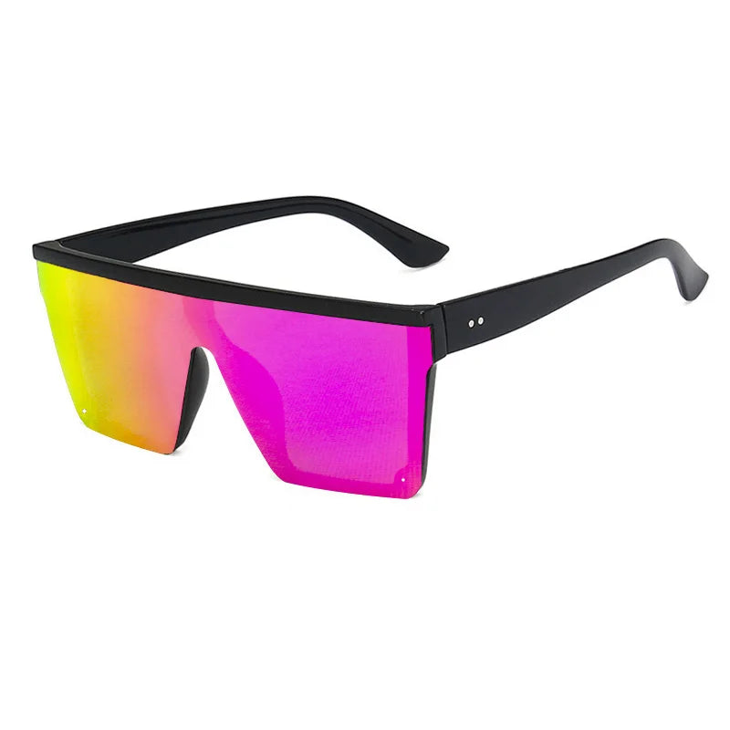 Flat Top Classic Square Sunglasses For Women Designer Colored Mirror Coating Shades UV400