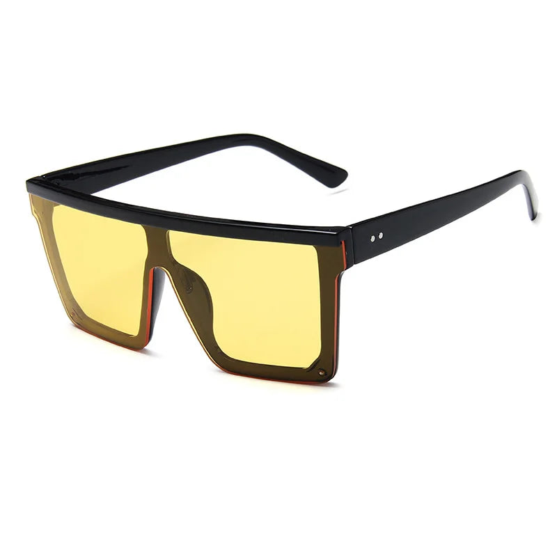 Flat Top Classic Square Sunglasses For Women Designer Colored Mirror Coating Shades UV400
