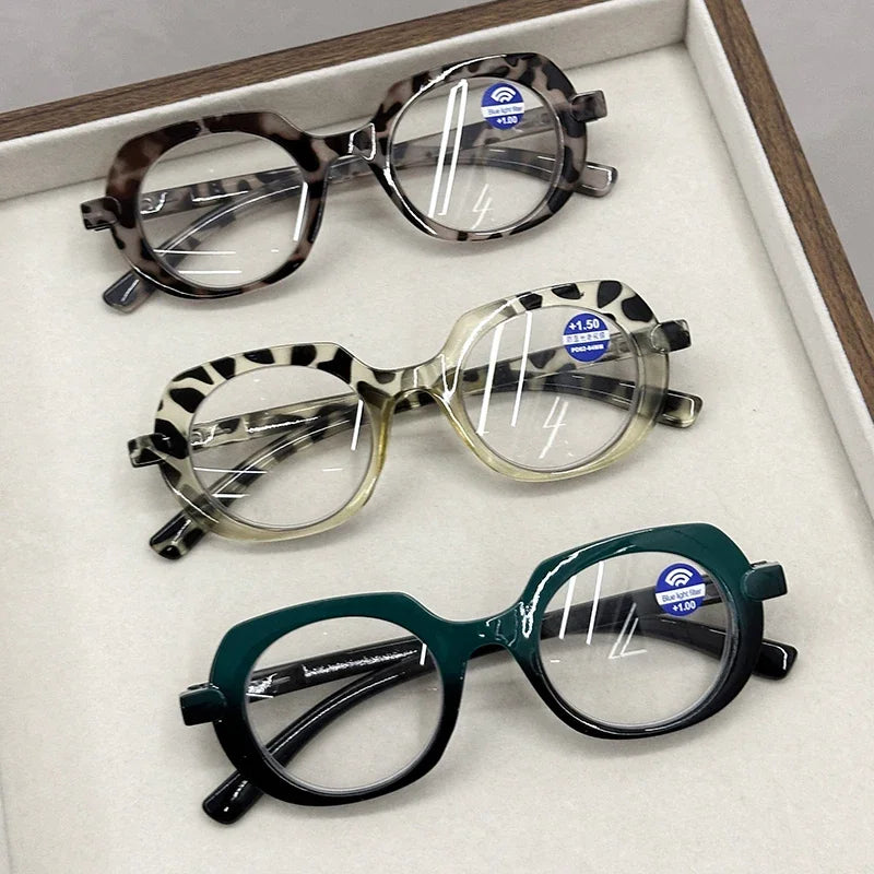 Retro Style Reading Glasses for Women Men Unisex Fashion Anti-blue Hyperopia Glasses Trendy Oval HD Lens Eyeglasses 0+1.0+4.0