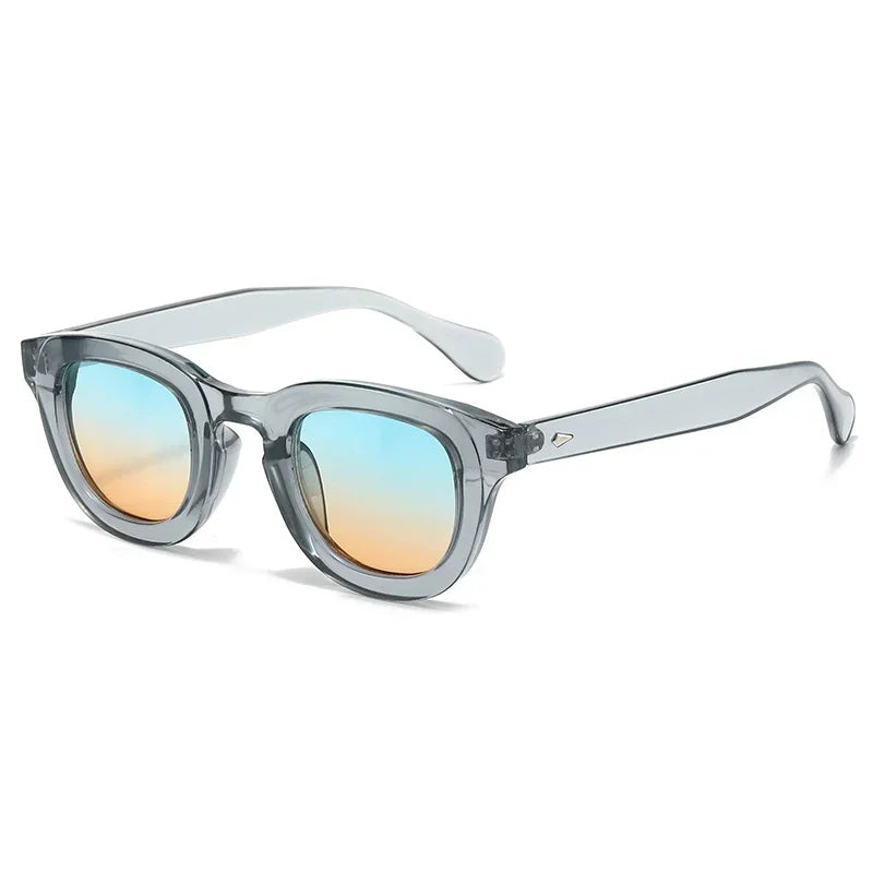New Oval Candy Color Gradient Lens UV400 Sunglasses Women Men Eyewear Men Trending Sun Glasses Rivets Decoration