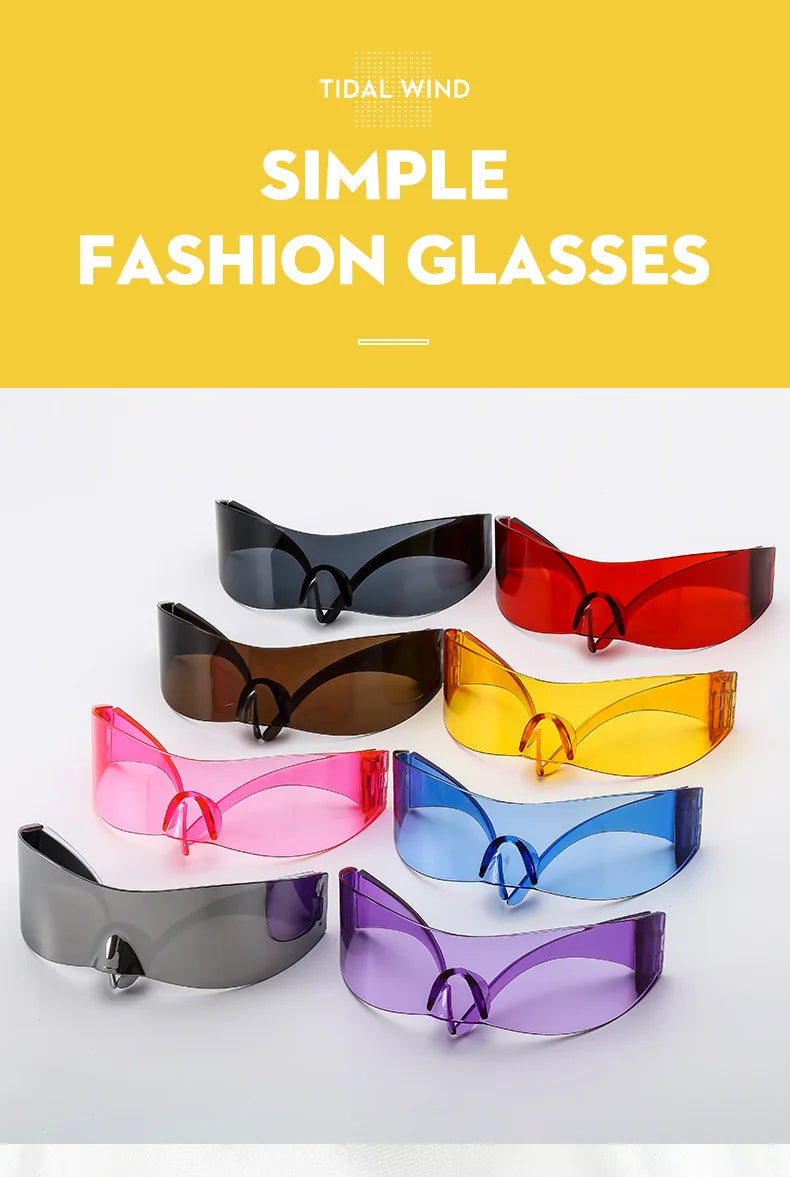 Y2K Cyber Punk One-Piece Sports Sunglasses Women Men 2025 Luxury Brand Windproof Rimless Sun Glasses For Ladies Shield Eyewear