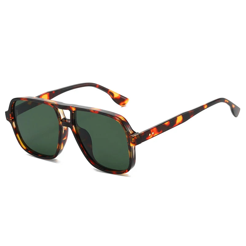 New Double Bridges Square Sunglasses Women Fashion Gradient UV400 Retro Rivets Candy Color Trending Men Sun Glasses