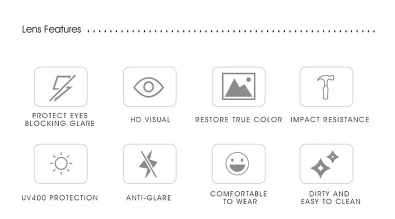 Lens feature icons for oversized shield sunglasses