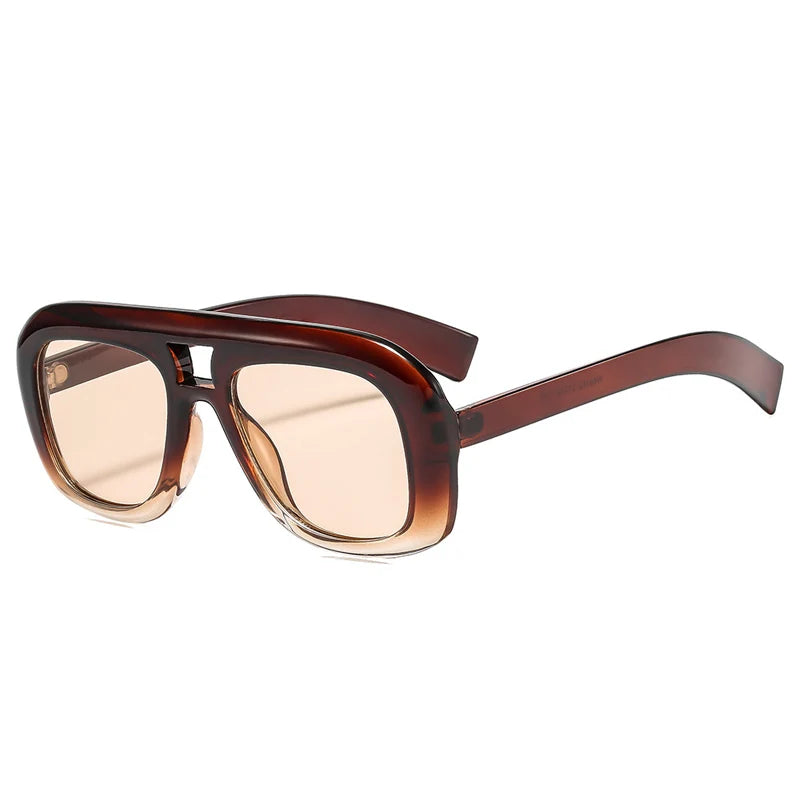 New Retro Double Bridges Square Sunglasses Women Fashion Red Gradient Shades UV400 Men Trending Sun Glasses