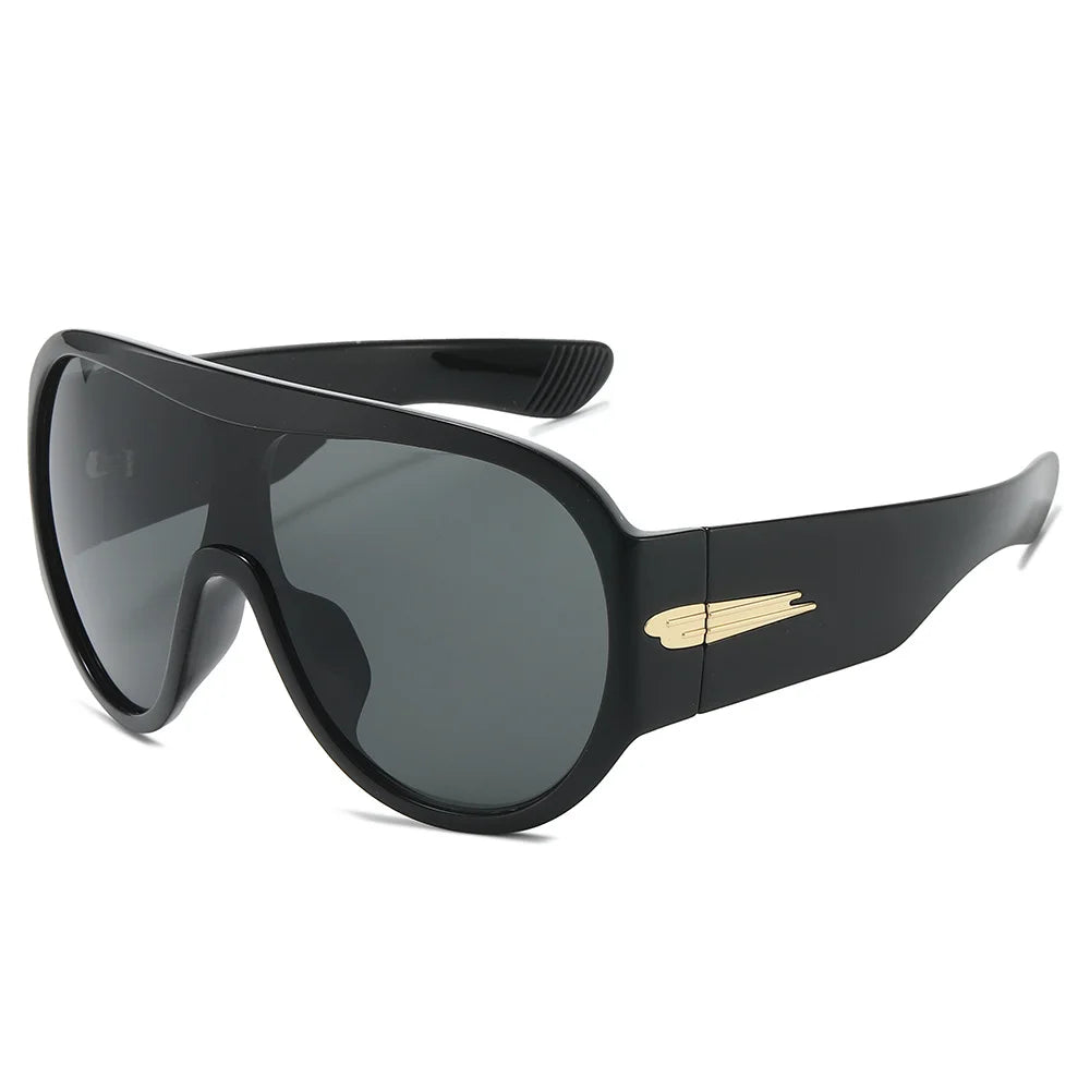 Oversized One-Piece Shield Sunglasses Women Luxury Brand Flat Top Windproof Sun Glasses Ladies Y2K Punk Goggle Shades