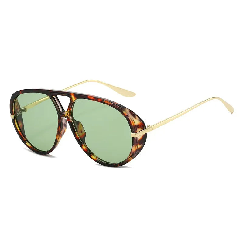 Fashion Double Bridges Pilot Women Oversized Sunglasses Retro Candy Color Green Gradient UV400 Men Punk Sun Glasses