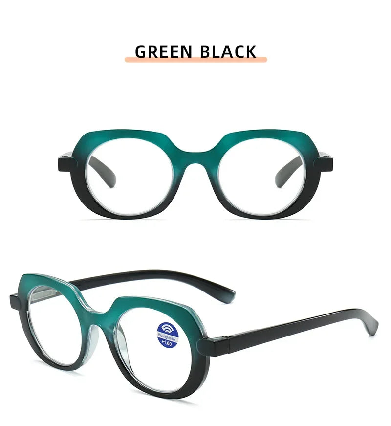 Retro Style Reading Glasses for Women Men Unisex Fashion Anti-blue Hyperopia Glasses Trendy Oval HD Lens Eyeglasses 0+1.0+4.0