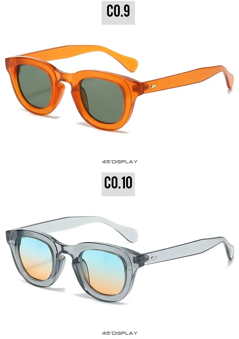 New Oval Candy Color Gradient Lens UV400 Sunglasses Women Men Eyewear Men Trending Sun Glasses Rivets Decoration