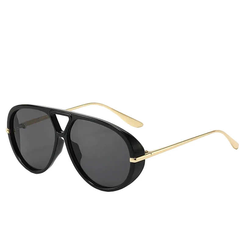 Oversized Oval Punk Pilot Sunglasses Women Big 2025 Luxury Brand Metal Frame Mask Eyewear Shield Sun Glasses For Ladies UV400