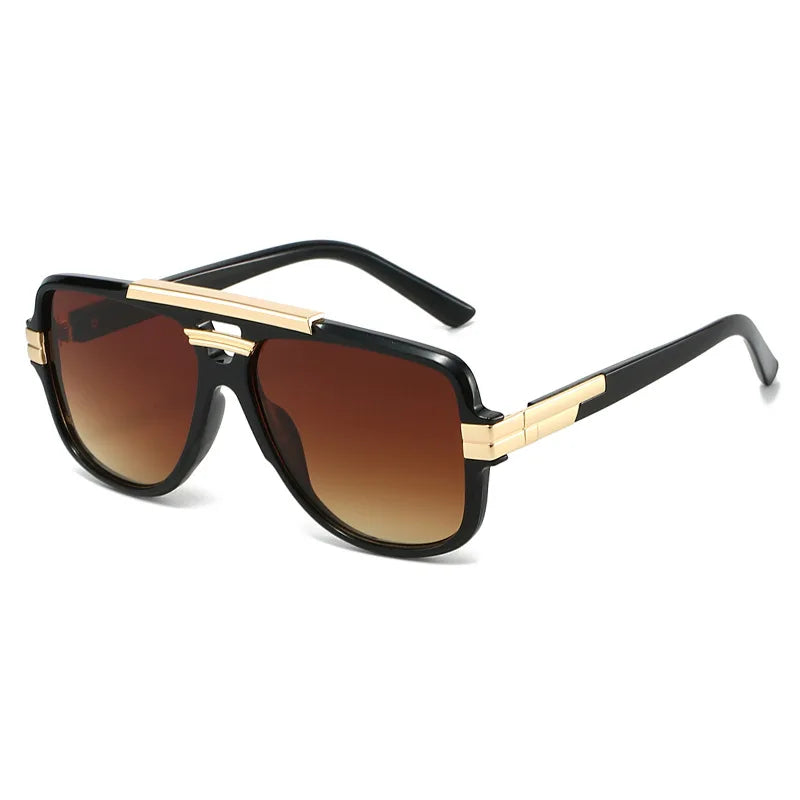 Retro Double Bridges Square Men Sunglasses Fashion Brand Designer Color Shades UV400 Sun Glasses