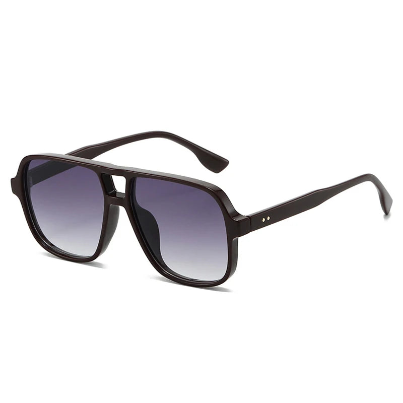 New Double Bridges Square Sunglasses Women Fashion Gradient UV400 Retro Rivets Candy Color Trending Men Sun Glasses