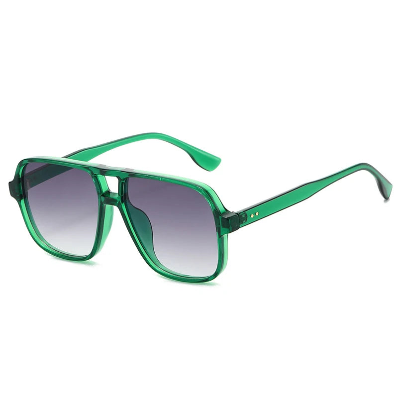 New Double Bridges Square Sunglasses Women Fashion Gradient UV400 Retro Rivets Candy Color Trending Men Sun Glasses