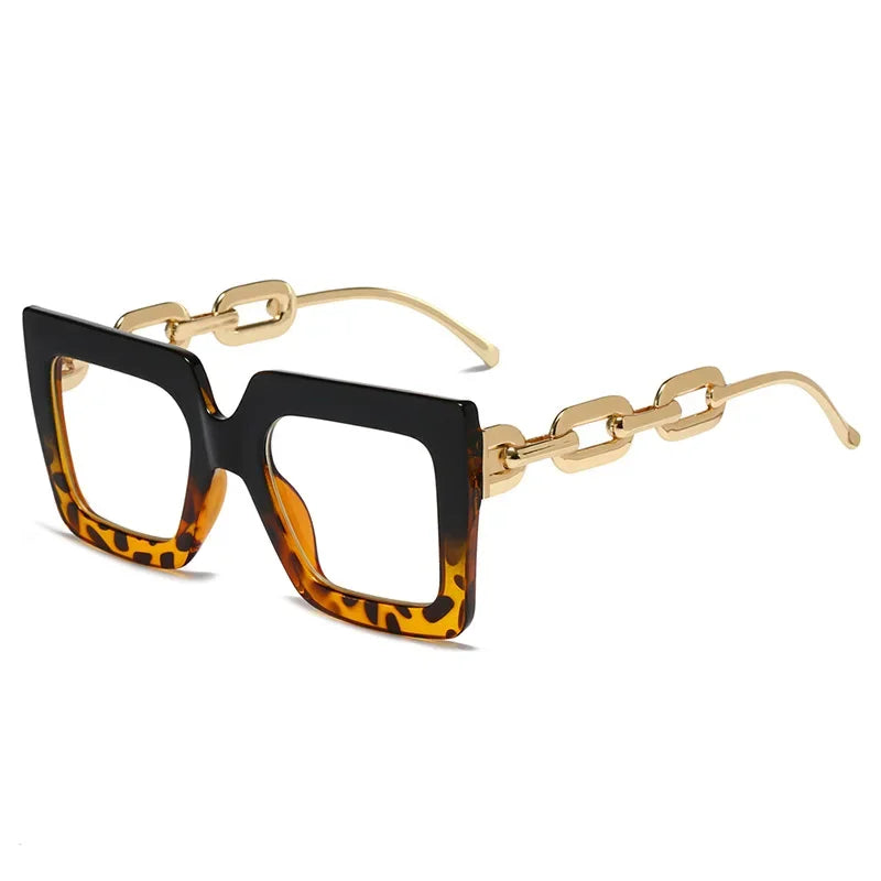 New Striped Chain Square Anti Blue Glasses Frames Retro Men Women Optical Fashion Computer Glasses 2022 New Arrival
