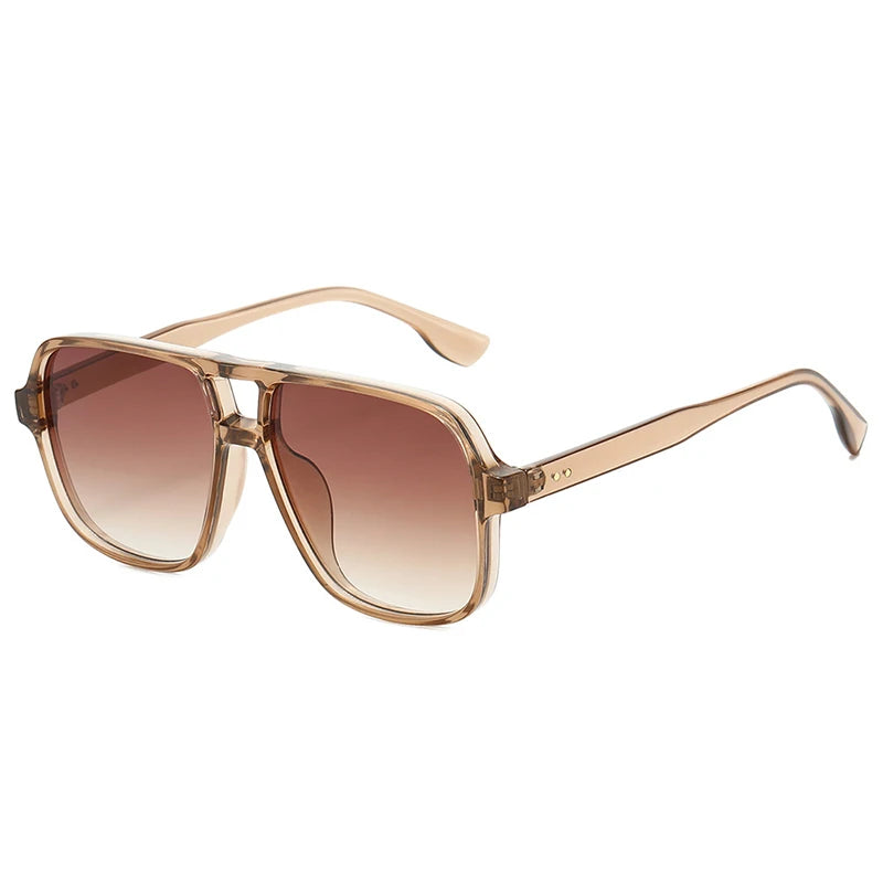 New Double Bridges Square Sunglasses Women Fashion Gradient UV400 Retro Rivets Candy Color Trending Men Sun Glasses