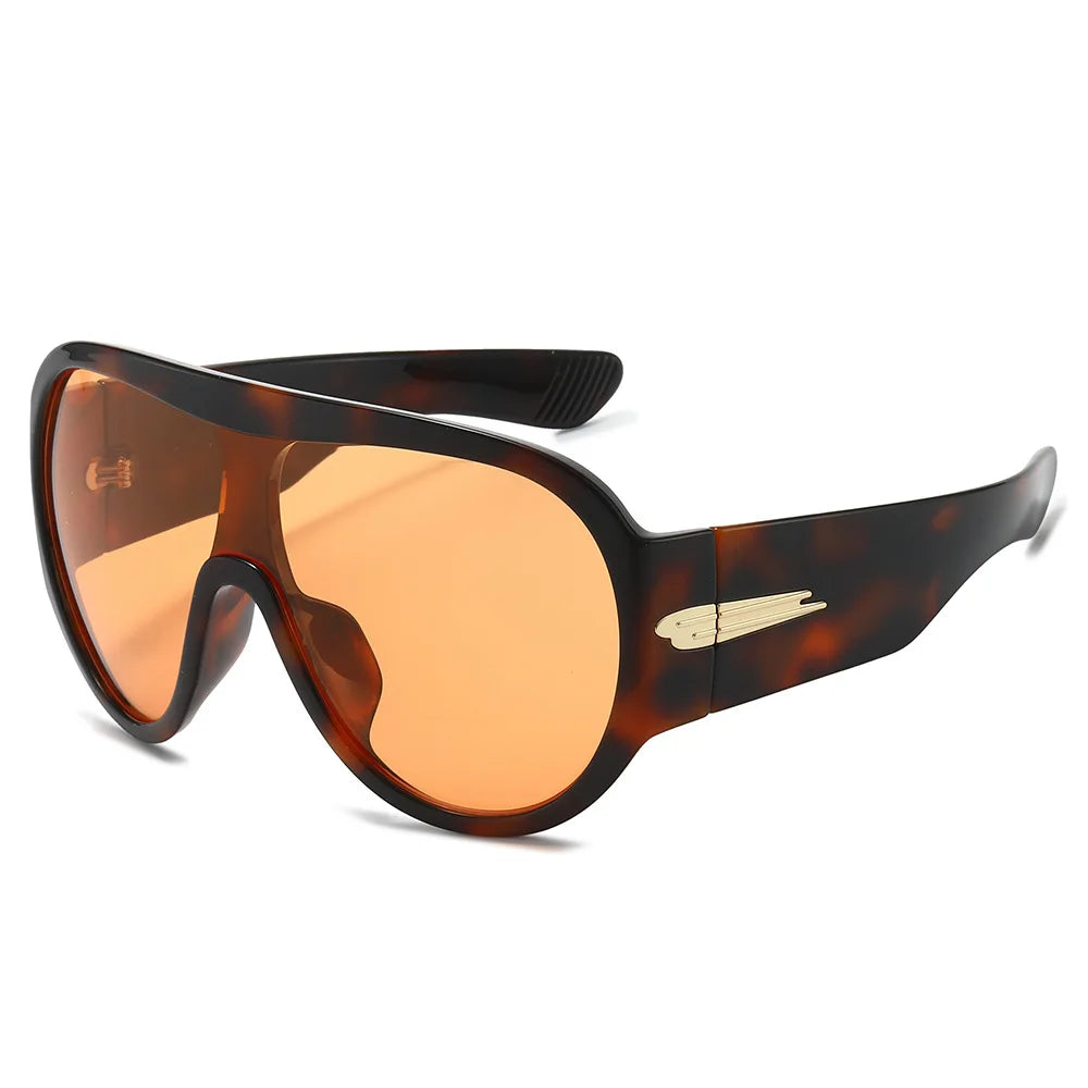 Oversized One-Piece Shield Sunglasses Women Luxury Brand Flat Top Windproof Sun Glasses Ladies Y2K Punk Goggle Shades