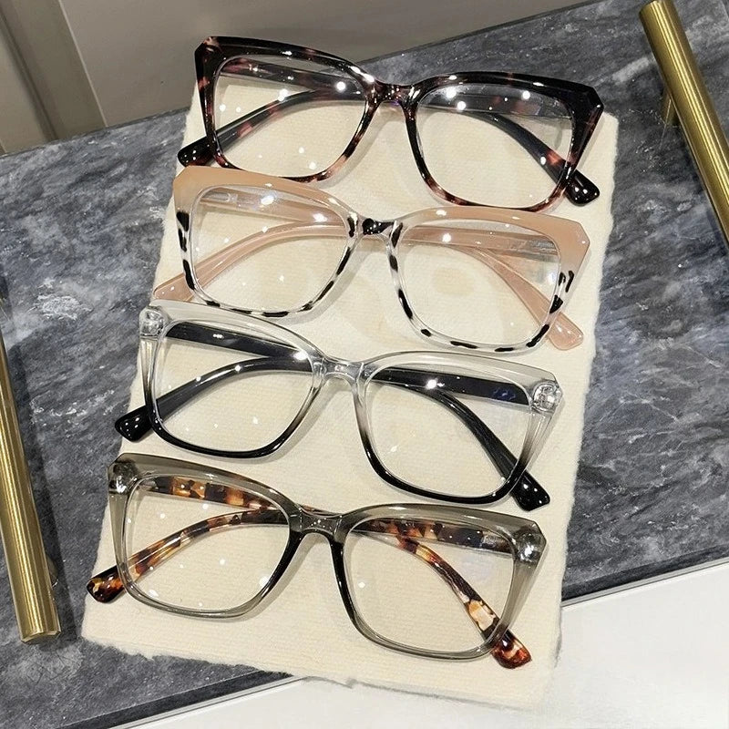 Elegant Ladies Square Reading Glasses Fashionable Anti Blue Light Presbyopic Glasses Men Women Cat Eye Plus Diopter Eyewear