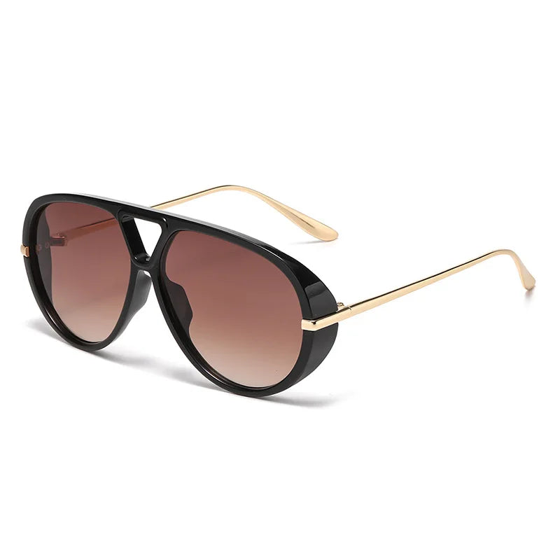 Fashion Double Bridges Pilot Women Oversized Sunglasses Retro Candy Color Green Gradient UV400 Men Punk Sun Glasses