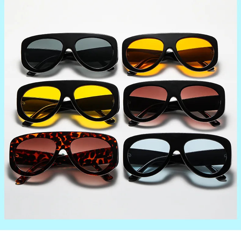 Oversized Oval Pilot Shield Sunglasses Women Big 2025 Luxury Brand Retro Y2K Punk Mirror Sun Glasses For Ladies Shades UV400