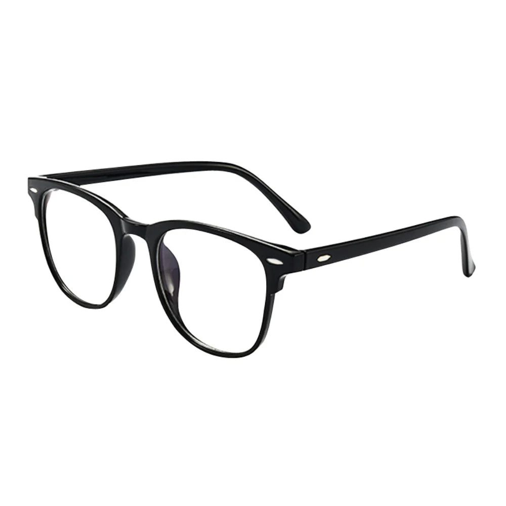 Black finished eyeglasses frame with clear prescription lenses