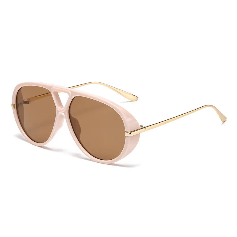 Fashion Double Bridges Pilot Women Oversized Sunglasses Retro Candy Color Green Gradient UV400 Men Punk Sun Glasses