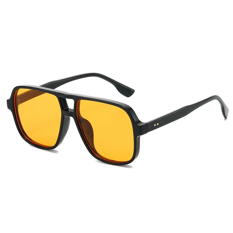 New Double Bridges Square Sunglasses Women Fashion Gradient UV400 Retro Rivets Candy Color Trending Men Sun Glasses