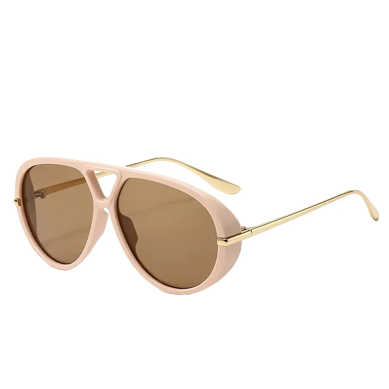 Oversized Oval Punk Pilot Sunglasses Women Big 2025 Luxury Brand Metal Frame Mask Eyewear Shield Sun Glasses For Ladies UV400
