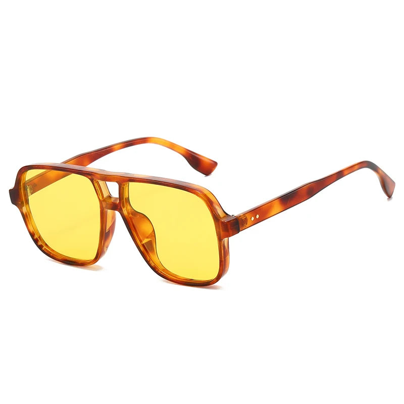 New Double Bridges Square Sunglasses Women Fashion Gradient UV400 Retro Rivets Candy Color Trending Men Sun Glasses