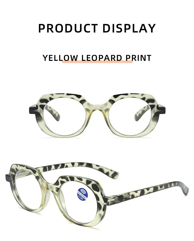 Retro Style Reading Glasses for Women Men Unisex Fashion Anti-blue Hyperopia Glasses Trendy Oval HD Lens Eyeglasses 0+1.0+4.0