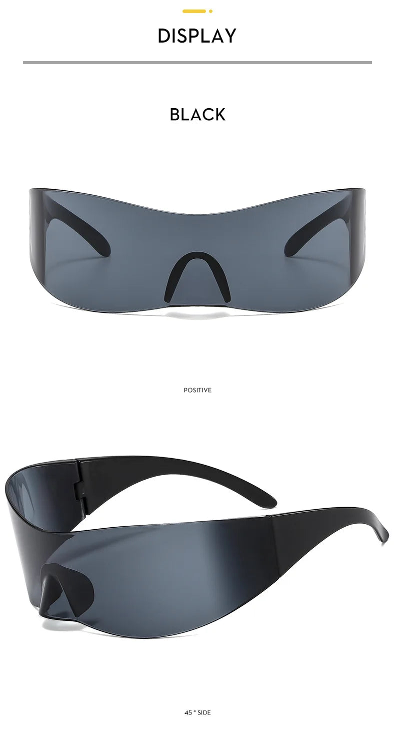 Y2K Cyber Punk One-Piece Sports Sunglasses Women Men 2025 Luxury Brand Windproof Rimless Sun Glasses For Ladies Shield Eyewear