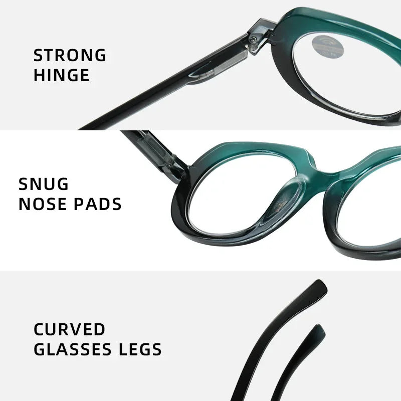 Retro Style Reading Glasses for Women Men Unisex Fashion Anti-blue Hyperopia Glasses Trendy Oval HD Lens Eyeglasses 0+1.0+4.0