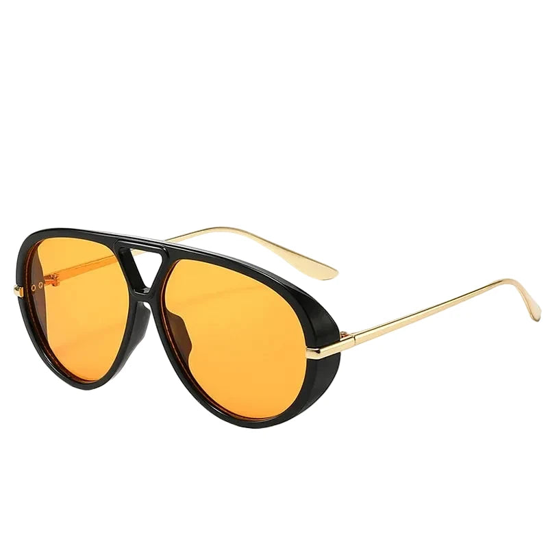Oversized Oval Punk Pilot Sunglasses Women Big 2025 Luxury Brand Metal Frame Mask Eyewear Shield Sun Glasses For Ladies UV400