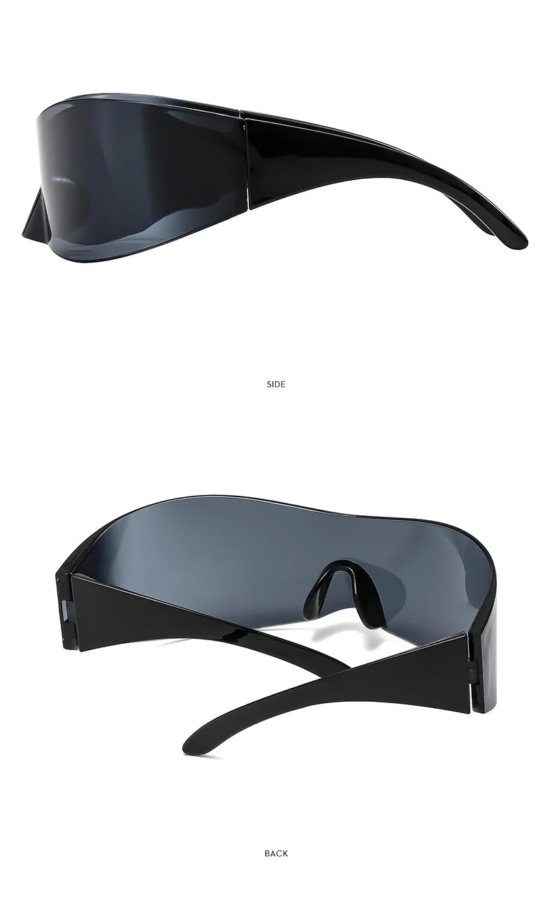 Y2K Cyber Punk One-Piece Sports Sunglasses Women Men 2025 Luxury Brand Windproof Rimless Sun Glasses For Ladies Shield Eyewear