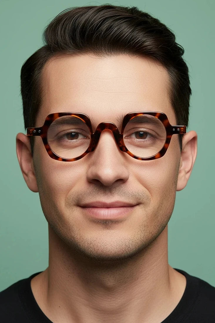 New Arrival Retro Round Punk Glasses for Men Clear Lens Fashion Glasses Frame Women Vintage Hexagon Decoration Male