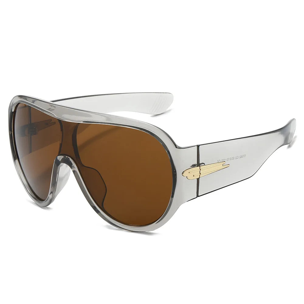 Oversized One-Piece Shield Sunglasses Women Luxury Brand Flat Top Windproof Sun Glasses Ladies Y2K Punk Goggle Shades
