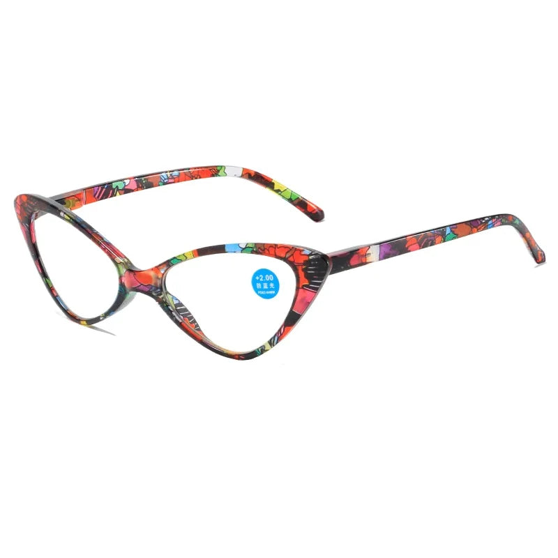 Reading Glasses Women Printed Presbyopia Glasses Fashion Amusing Cat's Eye Hyperopia Glasses Blue Eyeglasses