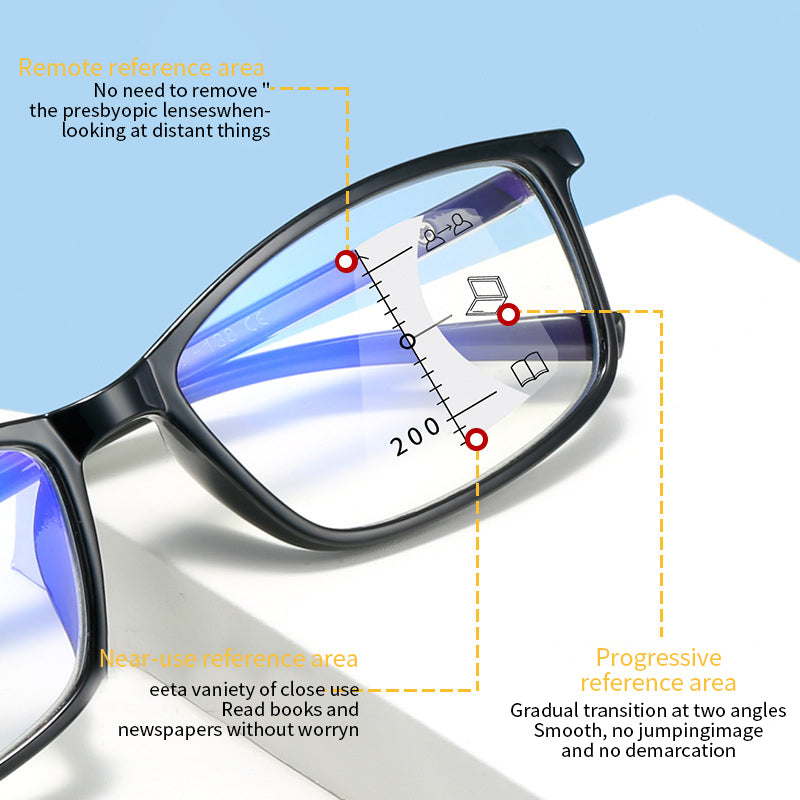 Progressive Multifocal Reading Glasses Men Women Presbyopic EyeGlasses with Diopter +1.5 To +3.5 Anti Blue Light Eyewear