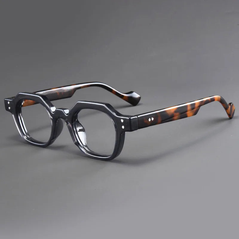 Polygonal Reading Glasses Spring Eyeglass Legs Full Frame Trendy Style Far Sighted Glasses