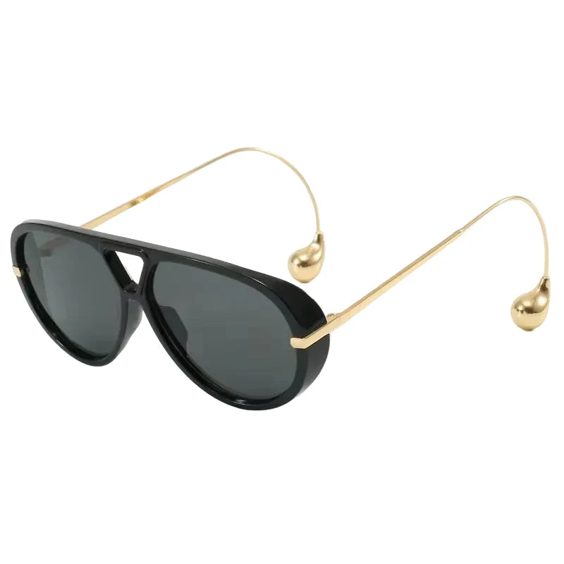 Oversized Oval Punk Pilot Sunglasses Women Big 2025 Luxury Brand Metal Frame Mask Eyewear Shield Sun Glasses For Ladies UV400
