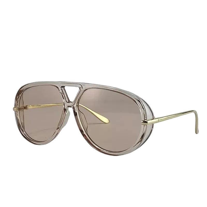 Oversized Oval Punk Pilot Sunglasses Women Big 2025 Luxury Brand Metal Frame Mask Eyewear Shield Sun Glasses For Ladies UV400