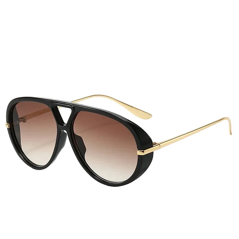 Oversized Oval Punk Pilot Sunglasses Women Big 2025 Luxury Brand Metal Frame Mask Eyewear Shield Sun Glasses For Ladies UV400