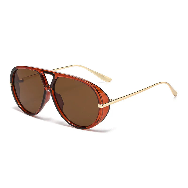 Fashion Double Bridges Pilot Women Oversized Sunglasses Retro Candy Color Green Gradient UV400 Men Punk Sun Glasses