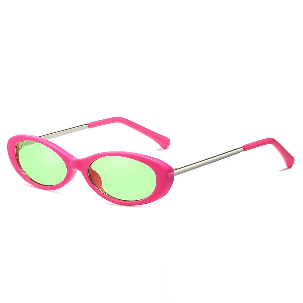 New Vintage Candy Colors Small Oval Women Sunglasses Shades UV400 Fashion Yellow Green Men Trending Punk Sun Glasses