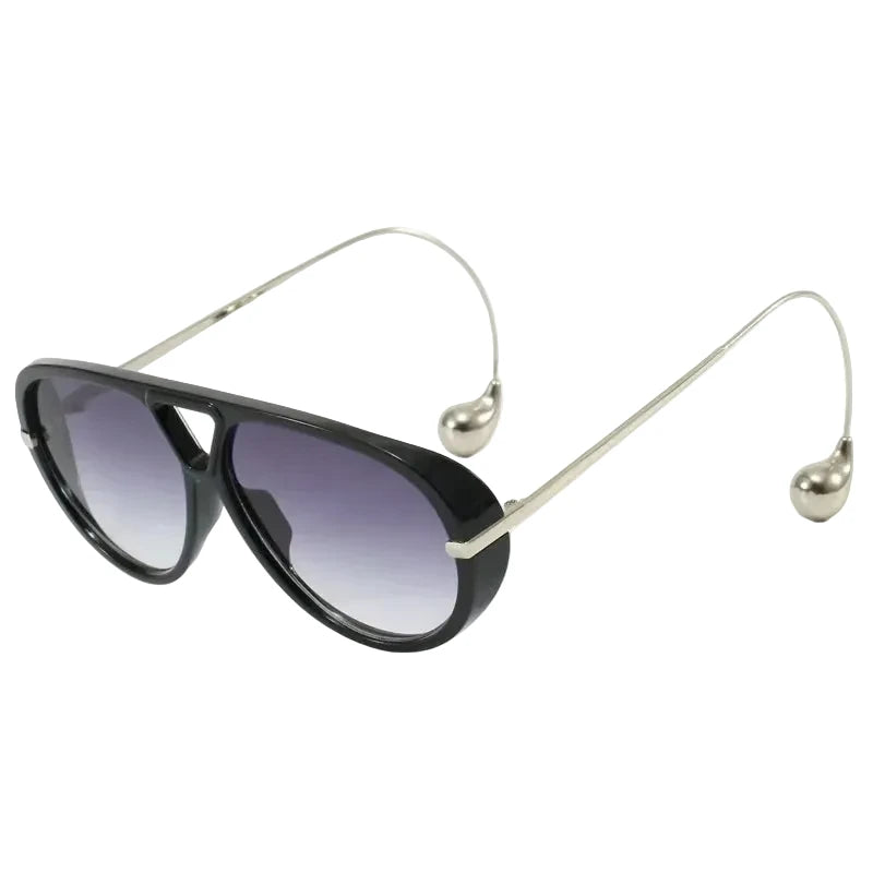 Oversized Oval Punk Pilot Sunglasses Women Big 2025 Luxury Brand Metal Frame Mask Eyewear Shield Sun Glasses For Ladies UV400