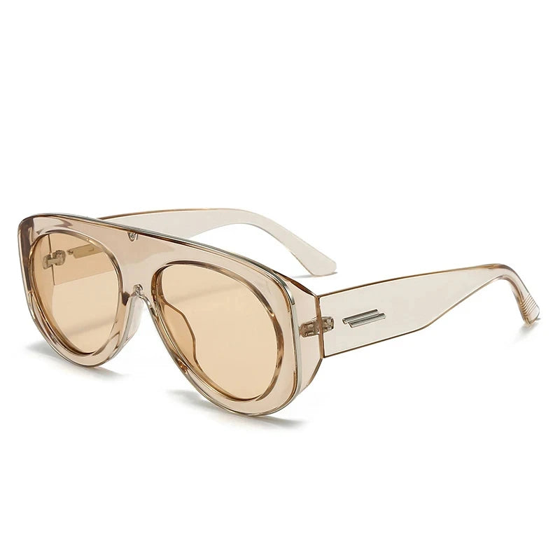 New Oversized Oval Pilot Sunglasses Women Big Luxury Brand Retro Y2K Punk Mirror Sun Glasses for Ladies Shades UV400