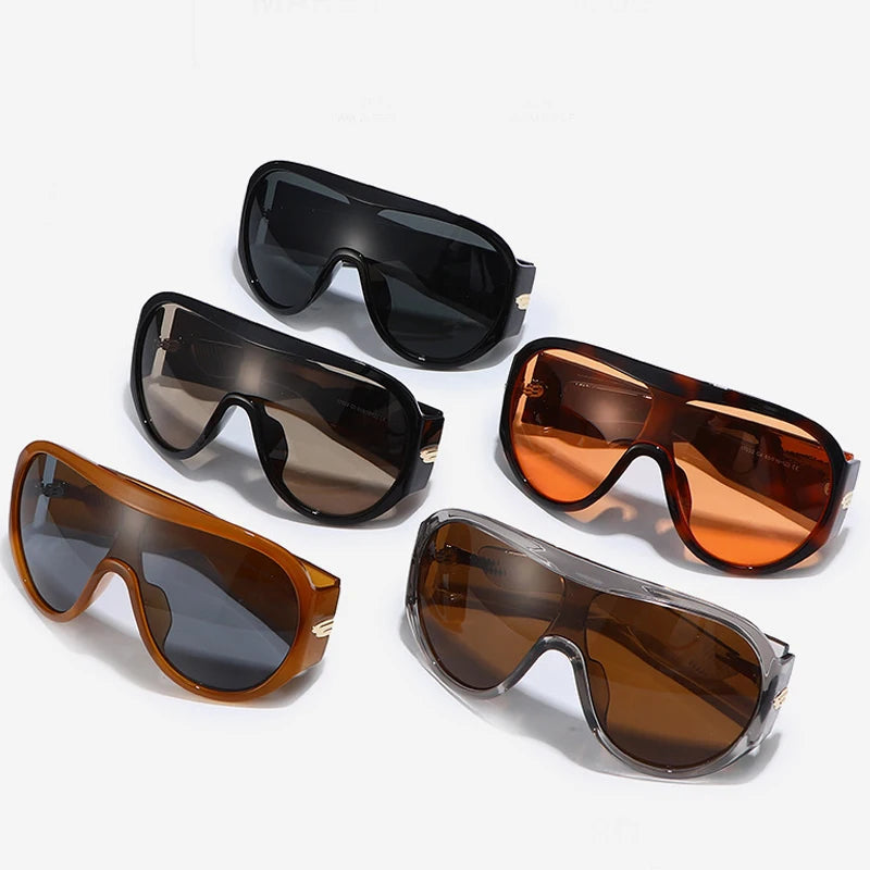 Oversized One-Piece Shield Sunglasses Women Luxury Brand Flat Top Windproof Sun Glasses Ladies Y2K Punk Goggle Shades