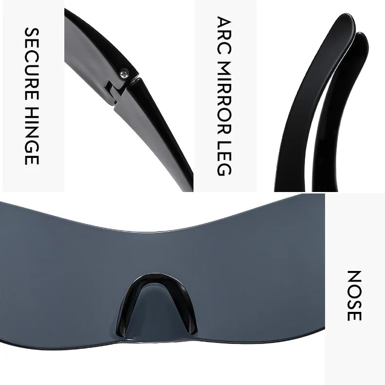 Y2K Cyber Punk One-Piece Sports Sunglasses Women Men 2025 Luxury Brand Windproof Rimless Sun Glasses For Ladies Shield Eyewear