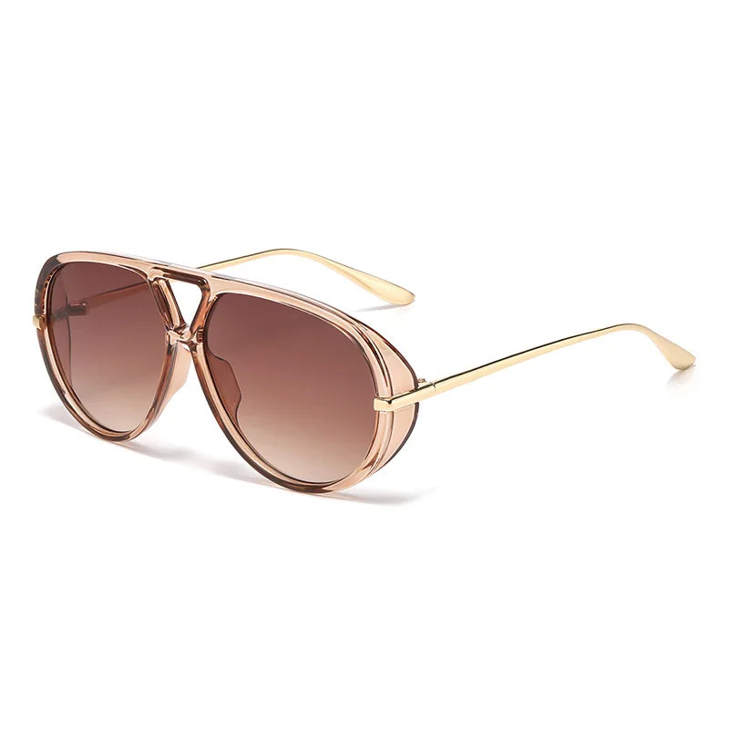 Fashion Double Bridges Pilot Women Oversized Sunglasses Retro Candy Color Green Gradient UV400 Men Punk Sun Glasses